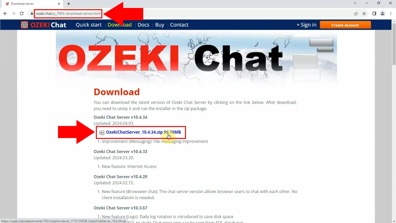Download Ozeki Chat server