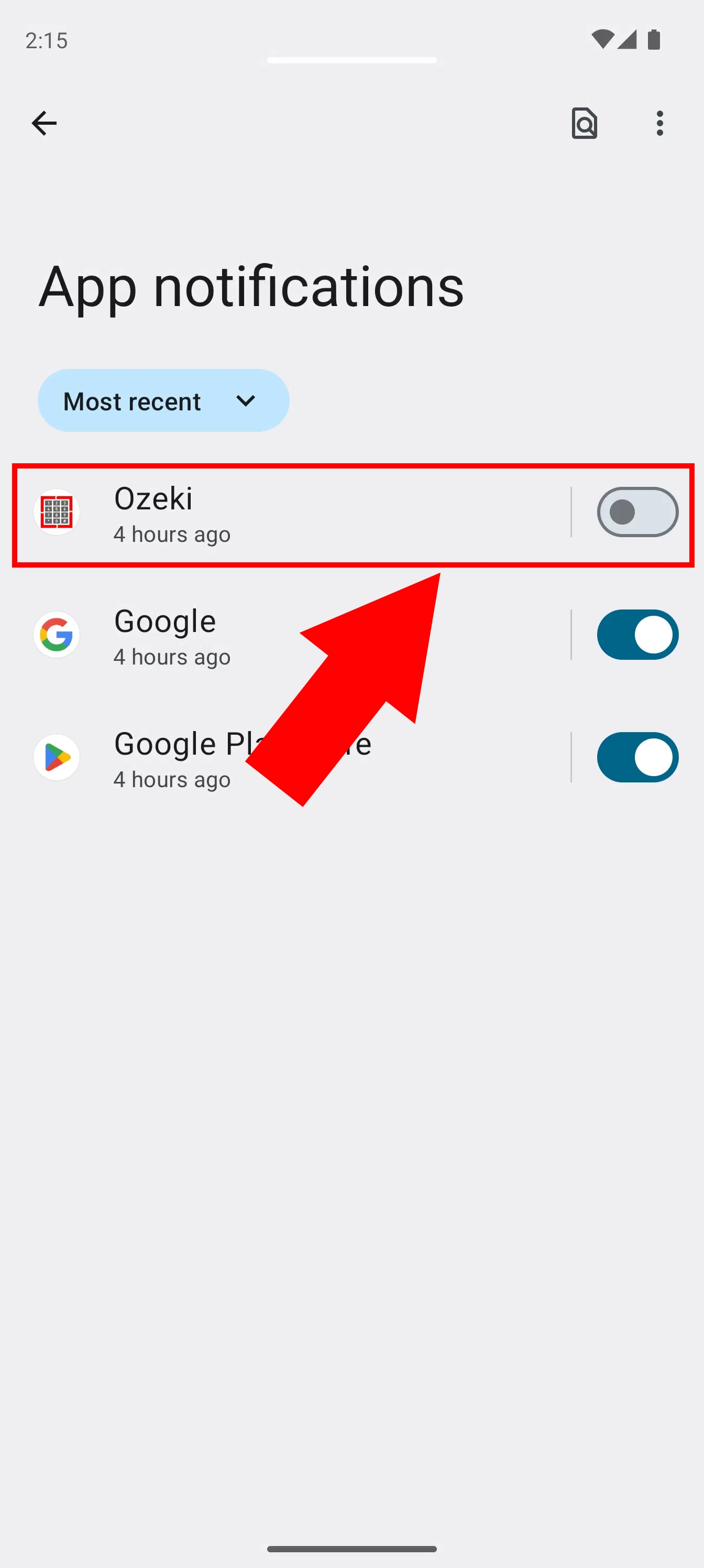 Disable notifications for Ozeki