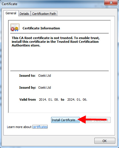 click on install certificate