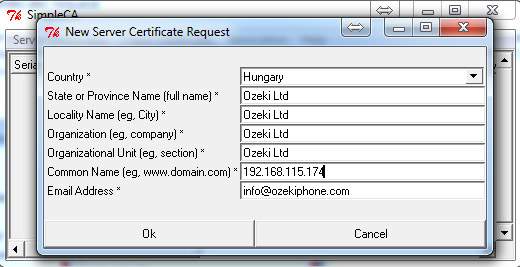 create new server certificate request