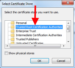 select certificate you want to use
