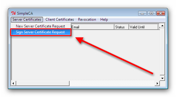 sign server certificate request