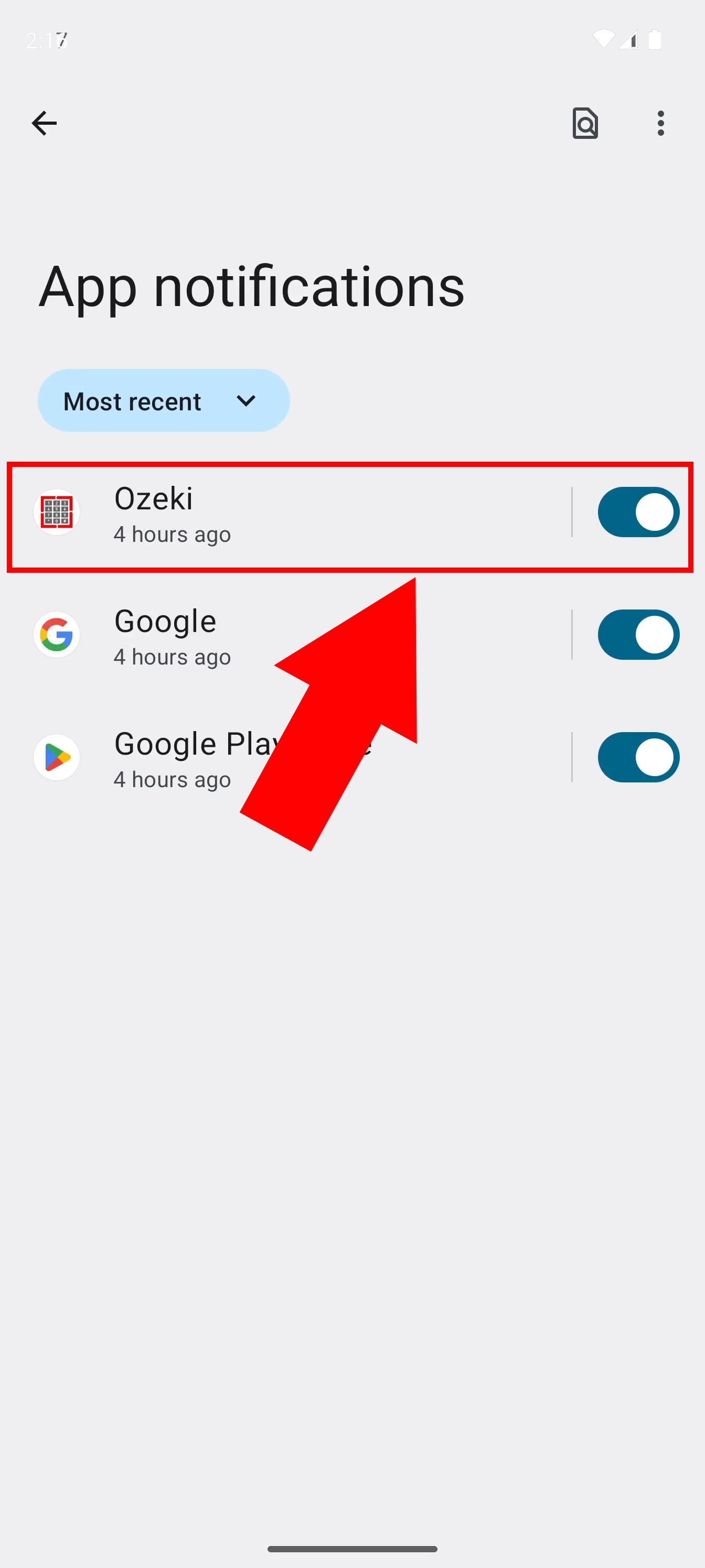 Enable notifications for Ozeki