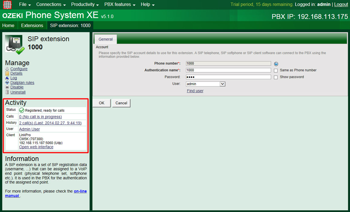 Ozeki VoIP PBX How to install SIP Extension