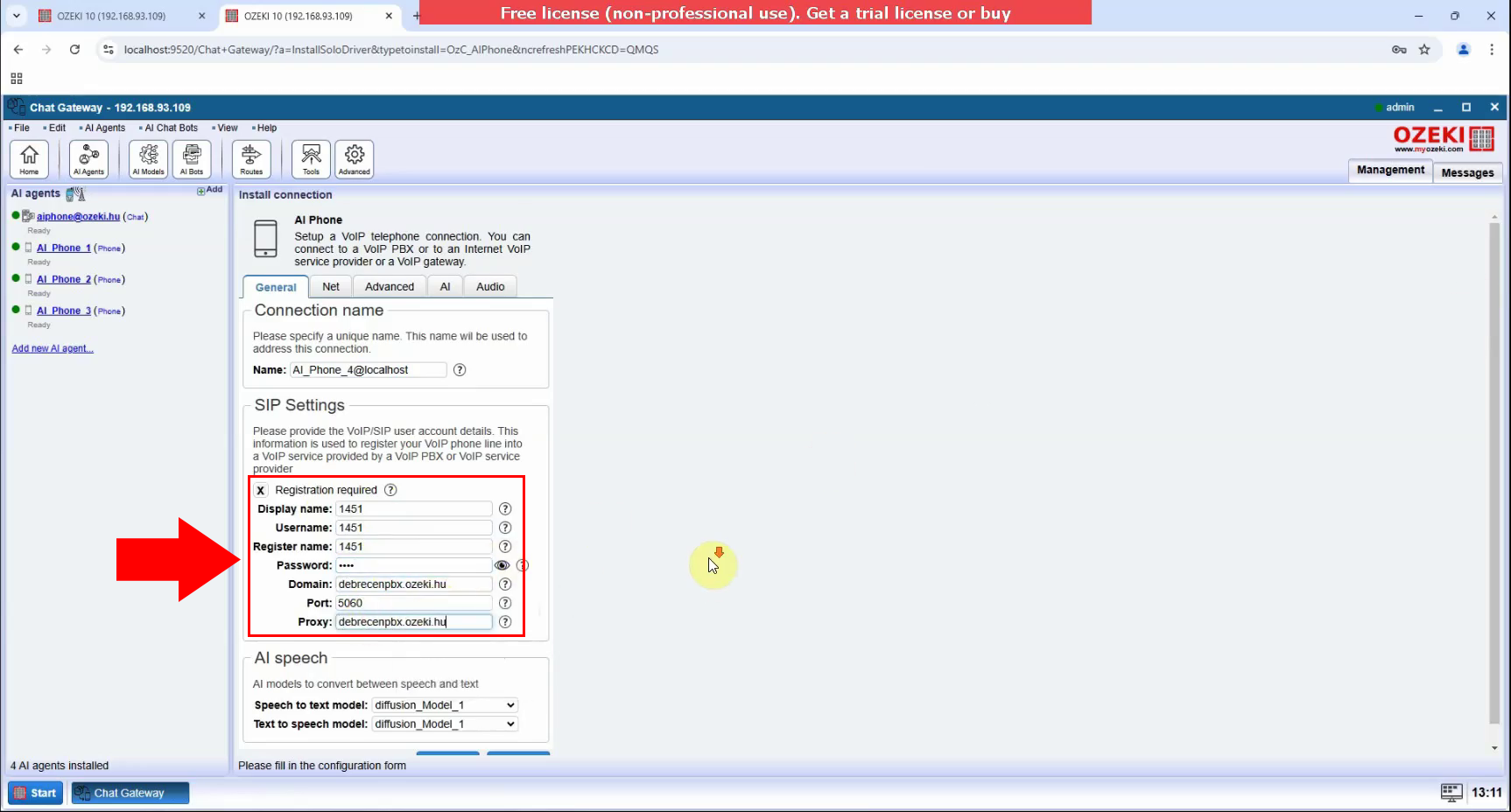 Configure SIP settings