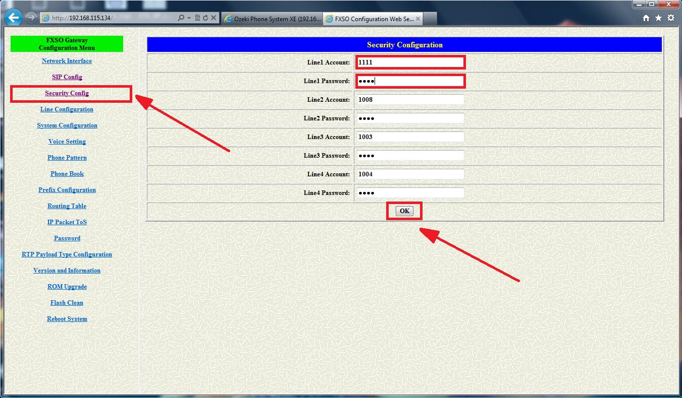 security configuration panel of linkpro