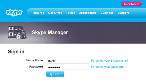 log into skype