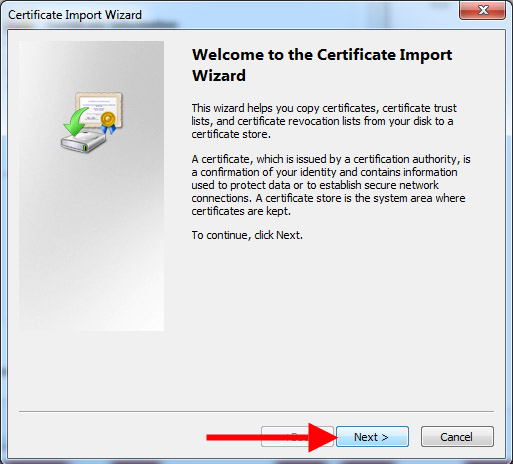 certificate import wizard